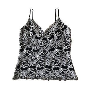 ✨SOLD✨ Boston Proper black and white lace cami with adjustable straps
